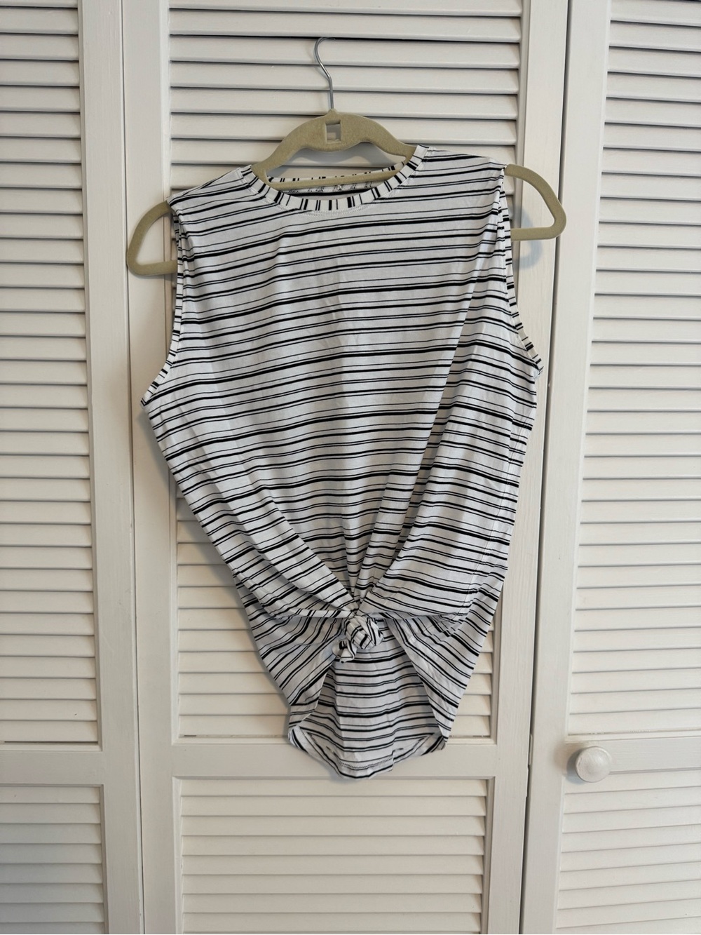 lululemon athletica White and Black Striped Tie-Front Tank